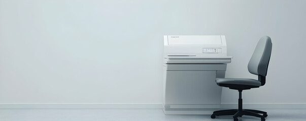 Fototapeta premium Office Printer, Chair, Minimalist Room