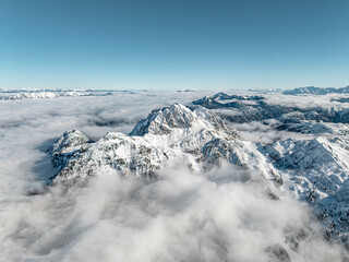 Snowy Peaks above the Clouds in Nassfeld Gartnerkofel Austria