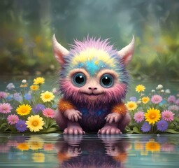 Naklejka premium Illustration of fluffy and cute small monster.