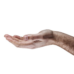 hand in a giving or receiving posture