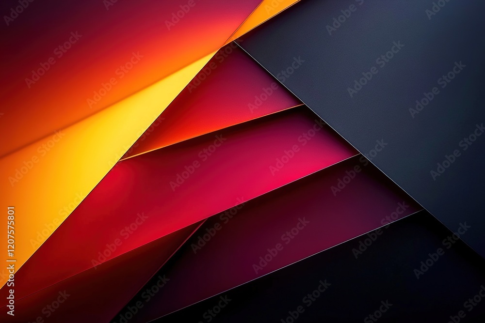 Poster dynamic layers of geometric shapes create a captivating futuristic abstract background. fiery edges 