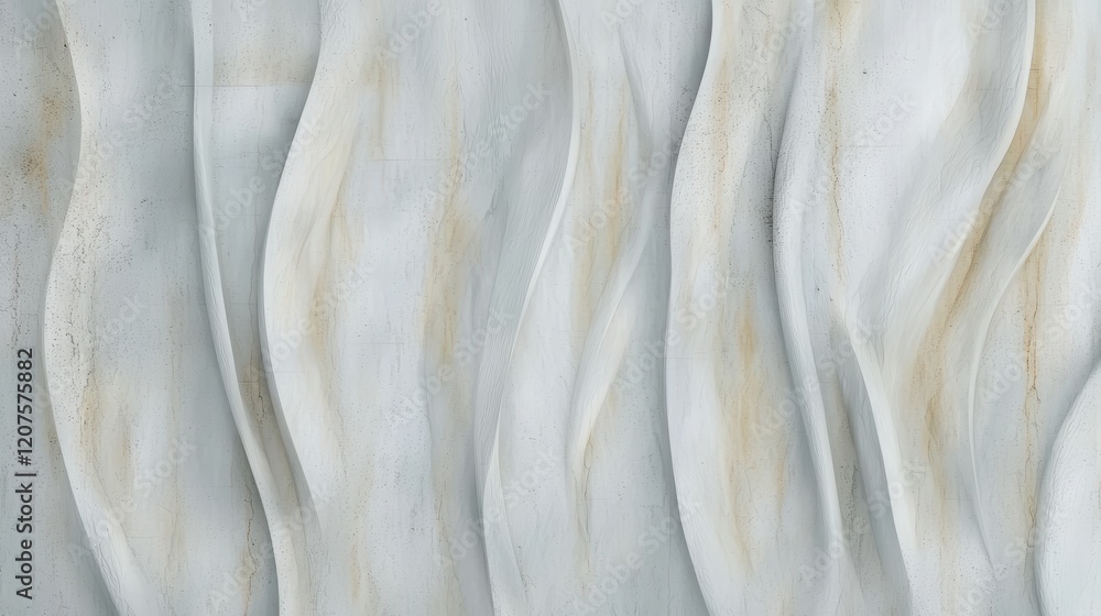 Aufkleber textured wall with wavy patterns in soft white and beige tones, creating modern and elegant backdrop
