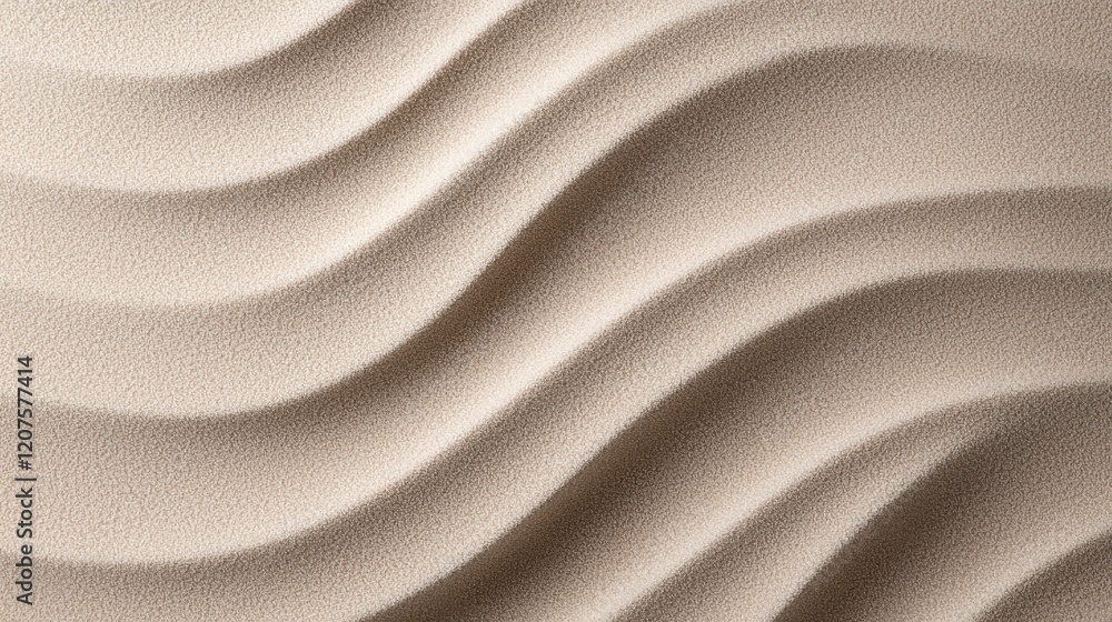 Poster smooth sand texture with gentle waves and fine grains, creating serene and calming atmosphere. ideal