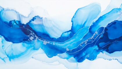 blue watercolor ink art background spread brush stroke on white graphic resource