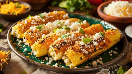 Delicious Grilled Mexican Street Corn with Cheese and Spices