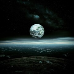 Alien Planet  Night Sky  Earth like Exoplanet  Space Exploration  Cosmic Landscape