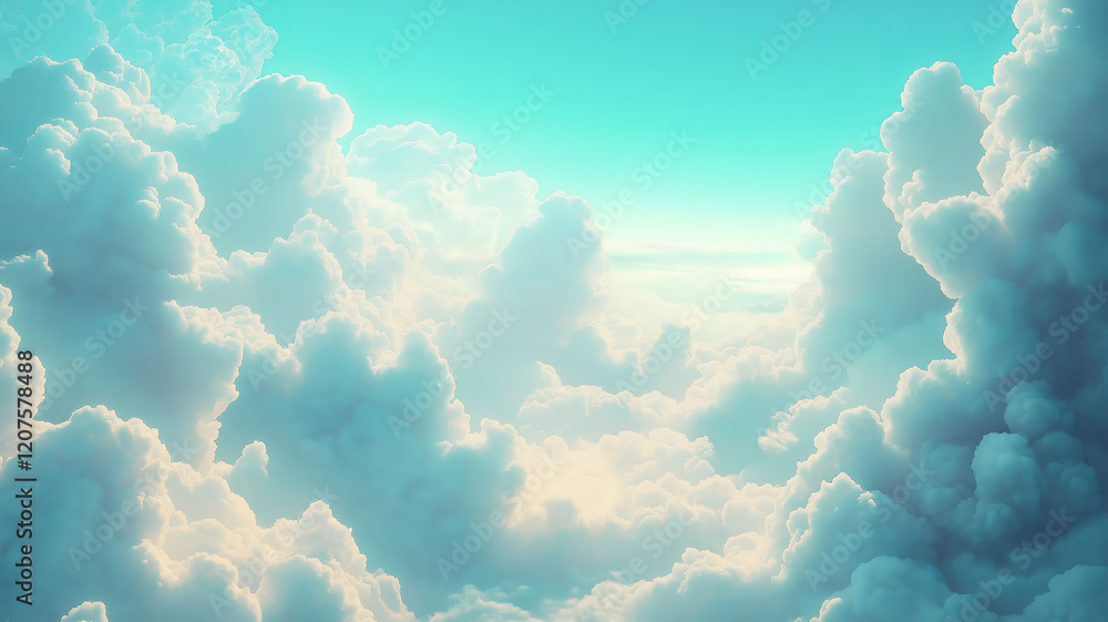 Poster serene blue sky and gentle clouds, creating a calm and open background space.