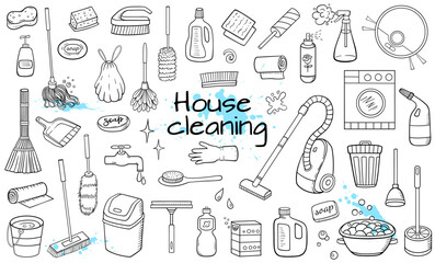 House and home cleaning doodles