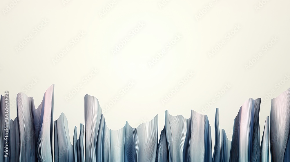 Poster serene blue gradient background with abstract textured peaks, creating calm and tranquil atmosphere.