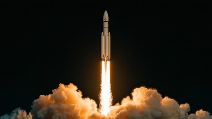 Powerful Rocket Launch  Space Exploration  Fiery Blastoff  Cosmic Journey