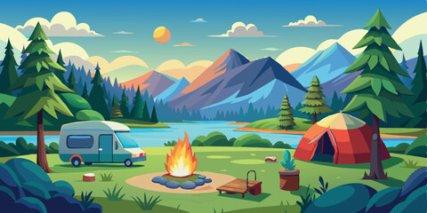 camping in the forest