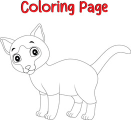 Cute cat coloring book page for kids. animal coloring book