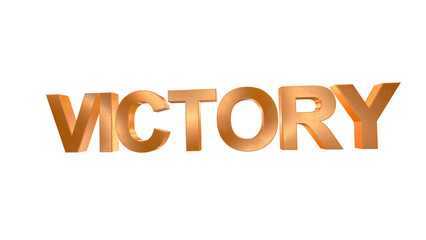 3d Victory text with golden and rainbow effects isolated on a transparent background. 3d elements for graphic design.