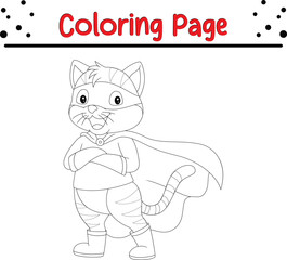 Cute cat coloring book page for kids. animal coloring book