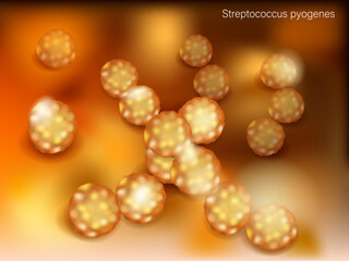 Pathogen Streptococcus Pyogenes Under Microscopic View. Detailed Visualization of Streptococcus Cells. Pathogenic Bacteria Concept