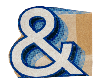 blue symbol '&' isolated on background, PNG