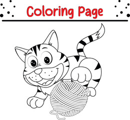 Cute cat coloring book page for kids. animal coloring book
