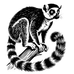 black and white lemur, silhouette of a lemur  © Sa_e