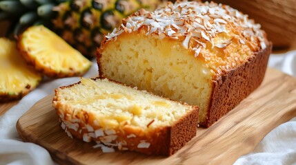 Delightful Coconut Pineapple Bread with Shredded Coconut and Pineapple Chunks for a Sweet Tropical Experience