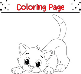 Cute cat coloring book page for kids. animal coloring book