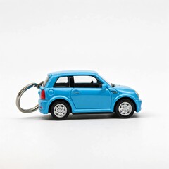 Fototapeta premium Key chain with mini car white background.