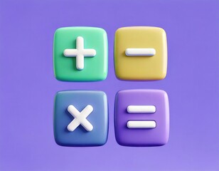 Fototapeta premium Pastel Calculator Buttons: A Playful 3D Render