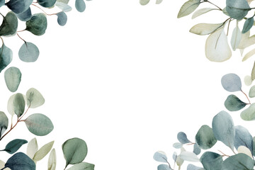 Obraz premium PNG Eucalyptus illustration watercolor background.