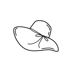 Classic Woman Wide Brim Hat Outline