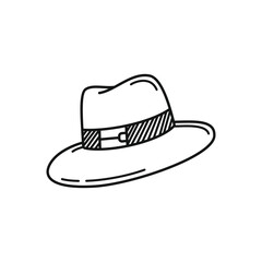 Stylish Wide Brim Hat Line Art