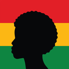 Black History Month Poster, Card, Banner, and Background Featuring African Black Woman Side View. Celebrating African Heritage, Empowerment, and Cultural Diversity.