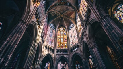 Naklejka premium Awe-Inspiring Gothic Architecture with Stunning Stained Glass Windows