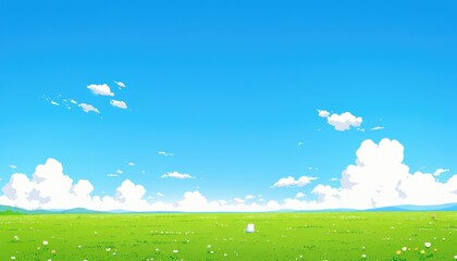 Serene Summer Meadow Under a Blue Sky