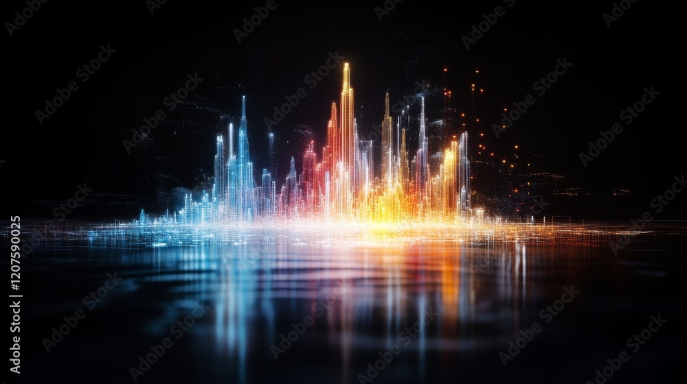 Aufkleber comparing volatility in artificial intelligence with a stunning glowing chart