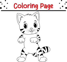 Cute cat coloring book page for kids. animal coloring book