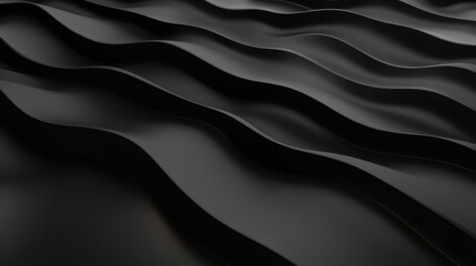 Obraz premium Abstract Texture of Soft Black Waves Creating Fluid Motion in a Dark Background for Artistic and Design Purposes, Ideal for Modern Aesthetic and Minimalist Themes