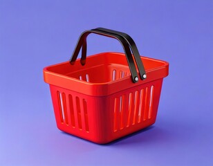 Red Shopping Basket: Minimalist Product Still Life