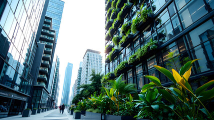 Corporate building in city plants growing Sustainability Sustainable, green energy
