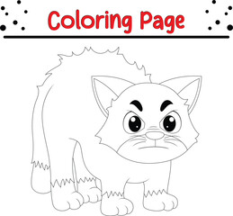 Cute cat coloring book page for kids. animal coloring book