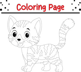 Happy cat coloring book page for kids. animal coloring book