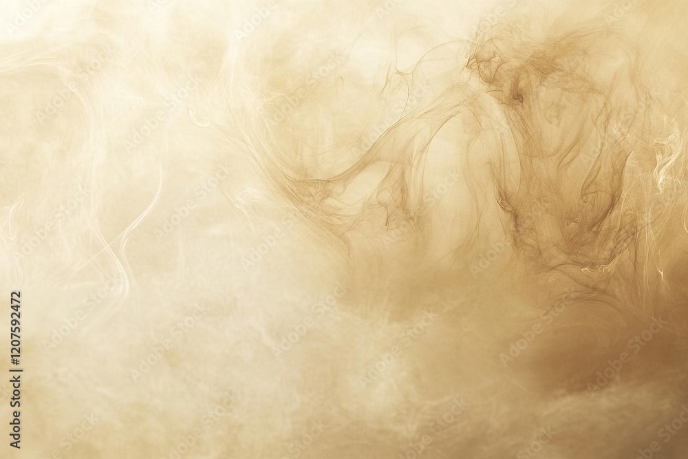 Poster soft golden smoke swirls gracefully blend into a calming gradient of beige and light brown, creating