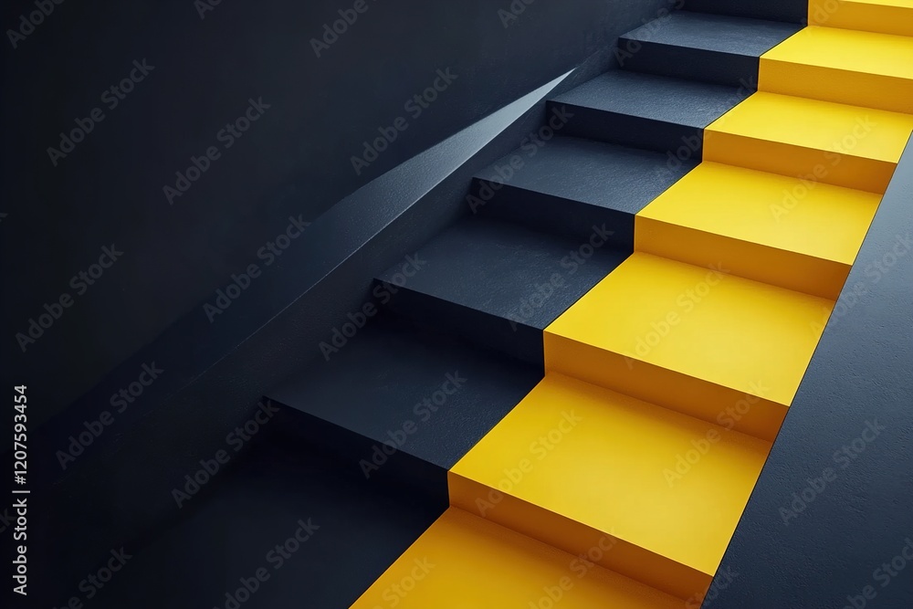 Poster this composition features a clean black surface highlighted by geometric shapes and vibrant yellow a