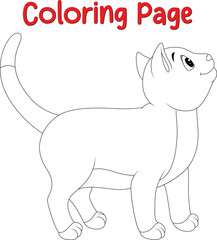 Cute cat coloring book page for kids. animal coloring book