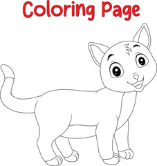 Cute cat coloring book page for kids. animal coloring book