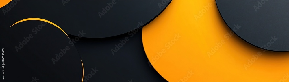 Aufkleber sophisticated abstract design showcases a black surface adorned with bold yellow geometric shapes an