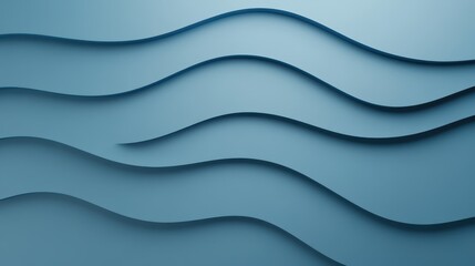 Fototapeta premium Abstract design of smooth blue waves flowing in a tranquil pattern, representing calmness, serenity, and modern aesthetic in a minimalist style.
