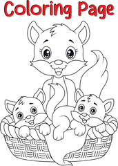 Cute cat coloring book page for kids. animal coloring book