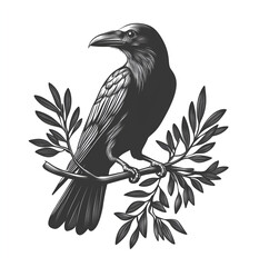 Naklejka premium illustration of a crow, full-body side view, isolated on a white background