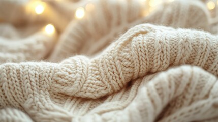 Cozy Knitted Texture with Warm Lights