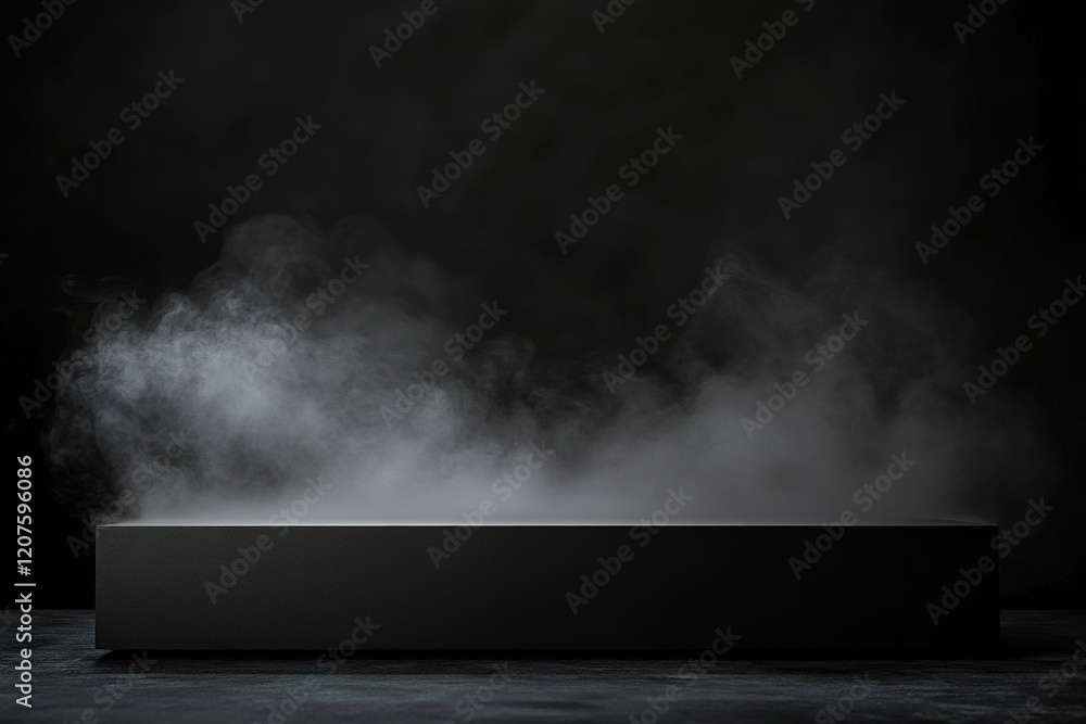 Poster soft white smoke gently rises across a matte black surface, creating a modern and sleek atmosphere. 