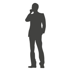 Businessman Silhouette on Phone: A sleek silhouette of a businessman engrossed in a phone call, conveying a sense of professionalism, contemplation, and modern communication.